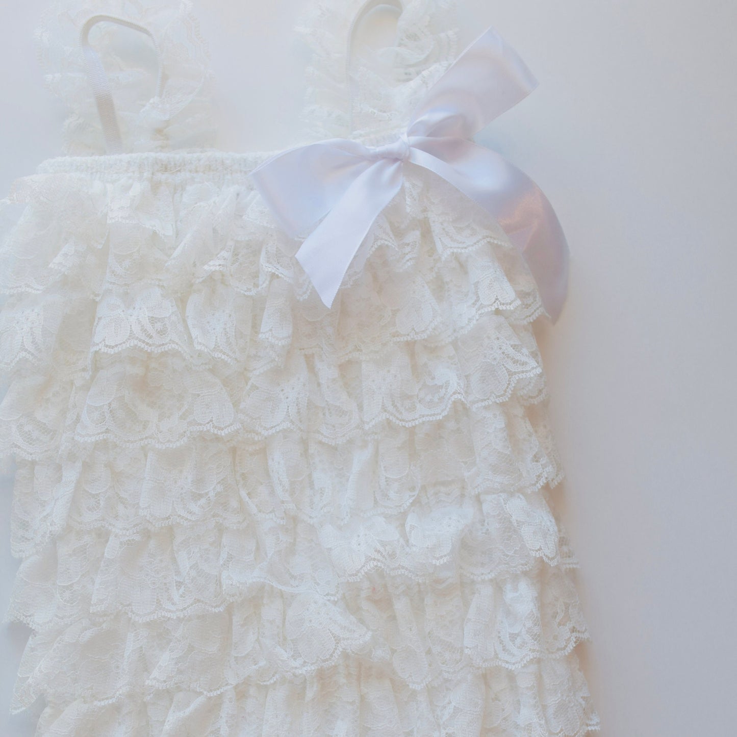 White Ruffle Lace Baby Romper, Toddler Romper, Cake Smash Romper