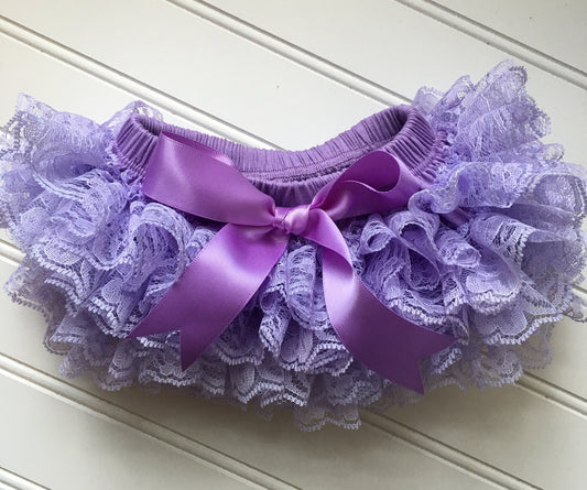 Purple Light Lavender Cupcake Layer Lace Tutu Bloomer All Around Ruffled Bloomer